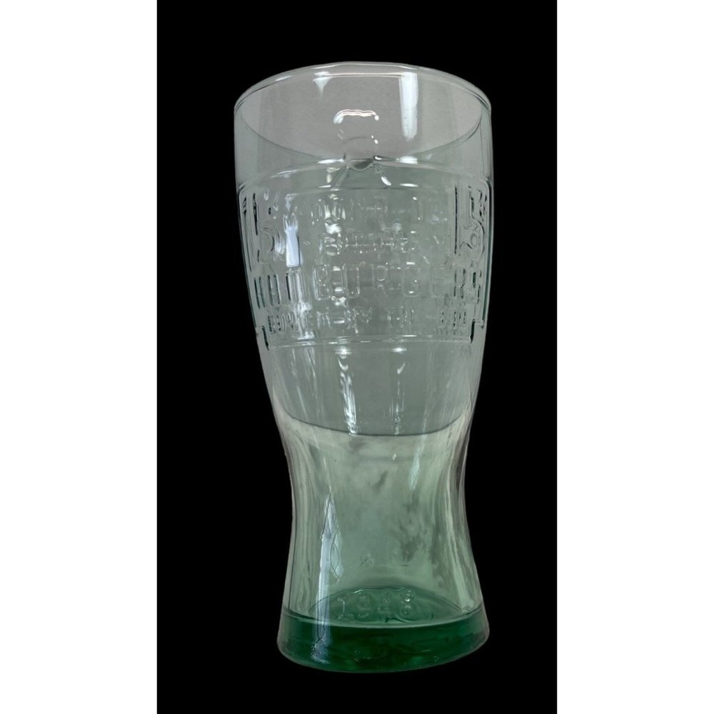 McDonalds Green Glassware 1948 Famous 15 Cent Hamburger Retro Drinking Glass Cup